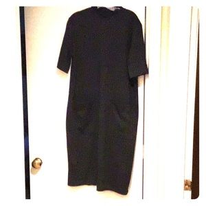 Zara Woman charcoal grey stripe dress